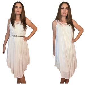 Water Lily White Crepe Asymmetrical Tent Dress M